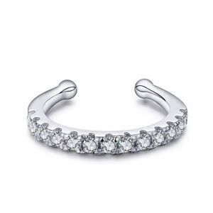 White Gold Filled Simulated Diamond Ear Cuff,‎ No Piercing